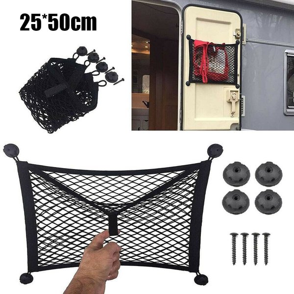 Filet de rangement pour coffre arrière de voiture, 25x50cm, filet de rangement pour siège, filet de rangement élastique Extra Large pour Van de chargement, camping-car Mobile