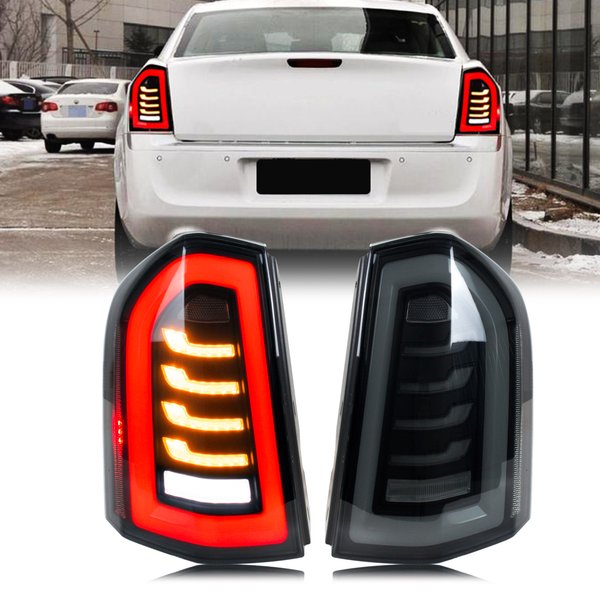 LED-Rückleuchten für Chrysler 300 300C 300S 2011–2014, dynamisches Signal, Start-up-Animation, graues Paar, Montage der Rückleuchten