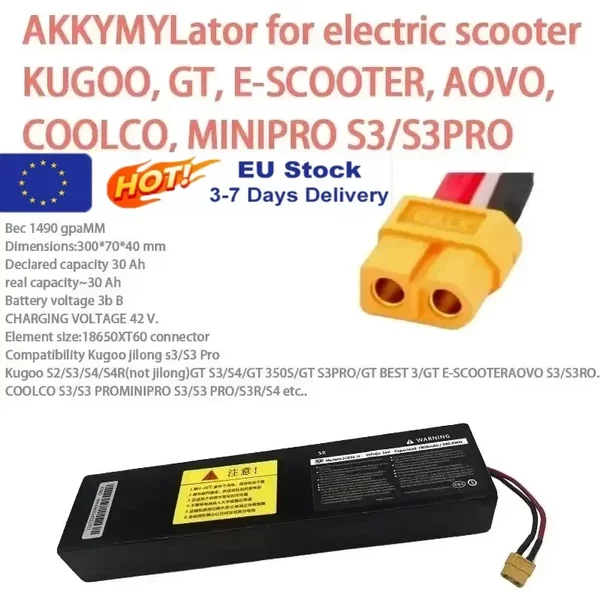 Batterie électrique rechargeable améliorée 10S3P 36V 10000mAh 42V 18650 Lithium M365 pour connecteurs XT60-JST XT30-JST XT60-SM XT60