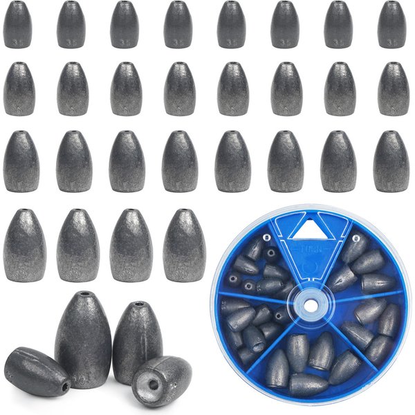 29 Stück Bullet Fishing Weight Sinkers Kit Wurm gewichte sortiert Slip Fishing Sinker Texas Rigs für Forellen Bass Angel gerät