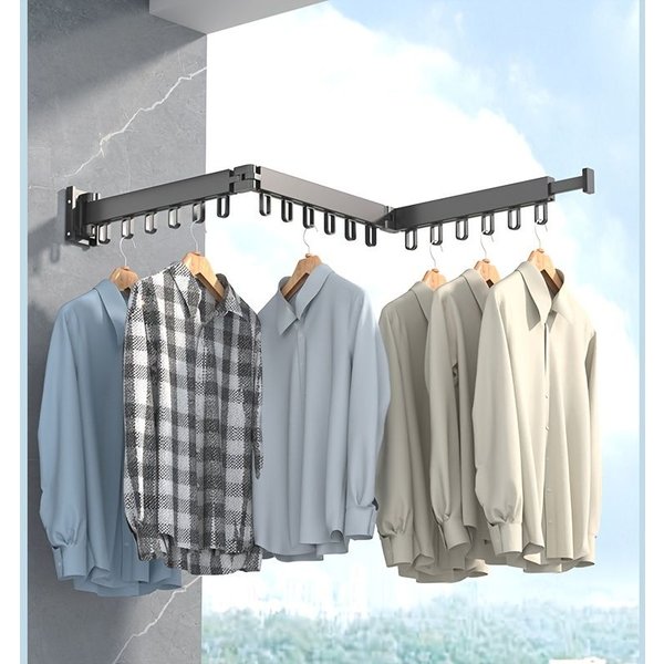 Mur-Monté Pliable En Alliage D'aluminium Vêtements Séchoir Parfait pour Balcon Chambre Cuisine Salon