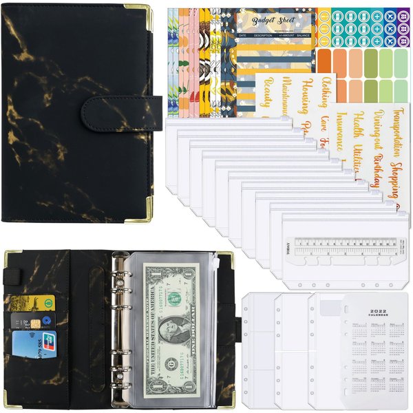A6 Money Budget Planner Binder With Zipper Envelopes, Cash Envelopes For Budgeting, Money Organizer For A6 Cash Budget Binder