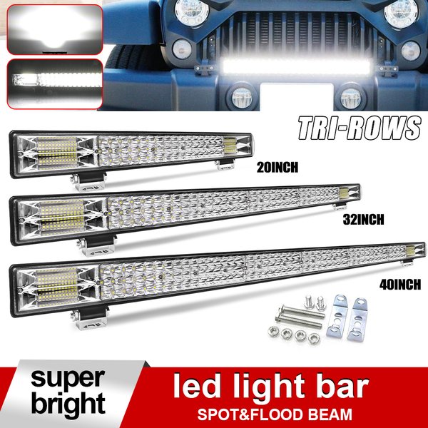 Braveway LED-Lichtleiste, dreireihig, superhell, 12 V/24 V, weiße, bernsteinfarbene Nebelscheinwerfer, IP68, Arbeitsleuchte, Offroad-Fahrlicht für SUV, UTV
