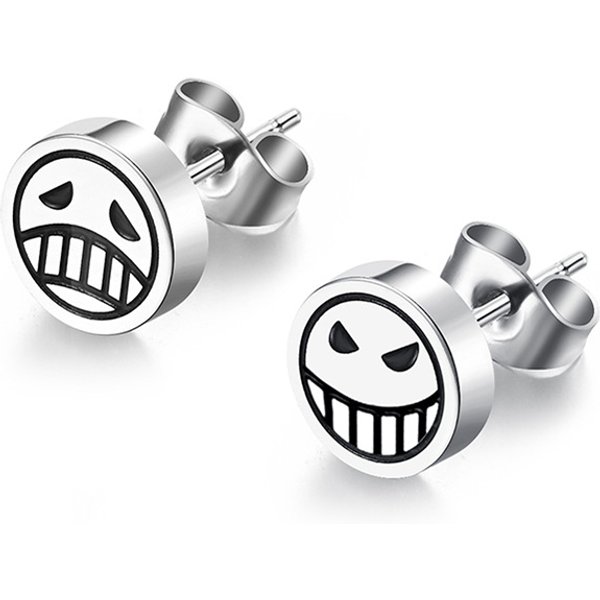 Cosplay bijoux accessoires titane acier boucles d'oreilles pour femmes hommes caractère Ace dissymétrie visage boucle d'oreille bijoux de mode