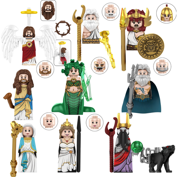 Blind Box TP1044 Mini-Figuren Griechische Mythologie Medusa Poseidon Zeus Bausteine Jesus Hades Athene Baustein-Modell Spielzeug