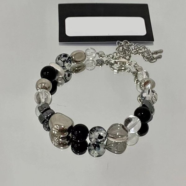 Vintage Black Crystal Strand Bracelet For Women Men Hematite Stone Bracelets & Bangles Healing Yoga Wristband Jewelry Gifts A-