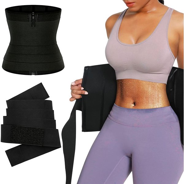 Vêtements de sumanquer pour femmes, 2 en 1, fermeture éclair, sangle d'entraînement, Cincher, gaine amincissante pour le ventre