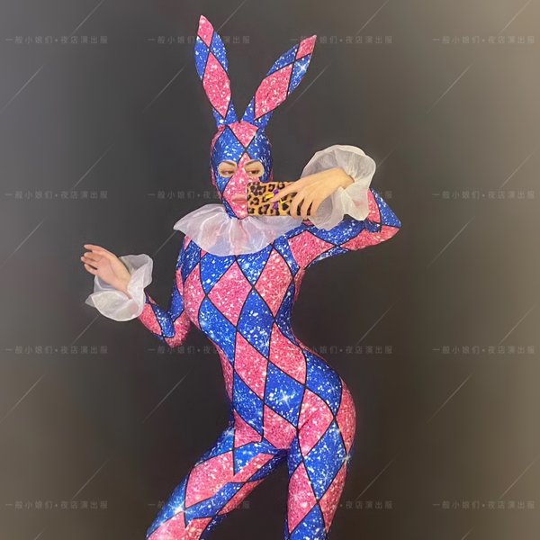 Nouvelle Robe de Performance DS pour Bar et Boîte de Nuit 2026, Combinaison Sexy de Fille Lapin DS, Robe de Scène Interactive pour Ambiance de Fête yj033
