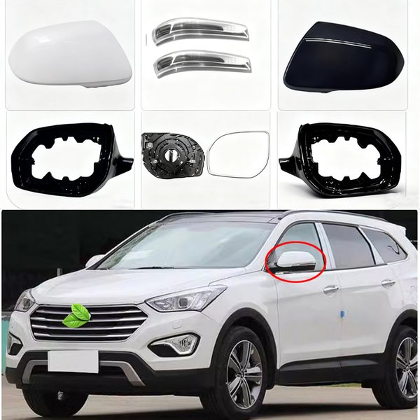 Auto Left Right Rear Heated Mirror Glass Cover Turn Signal Lamp Frame for Hyundai Grand Santa Fe 2013-2018 Car Replacement Part