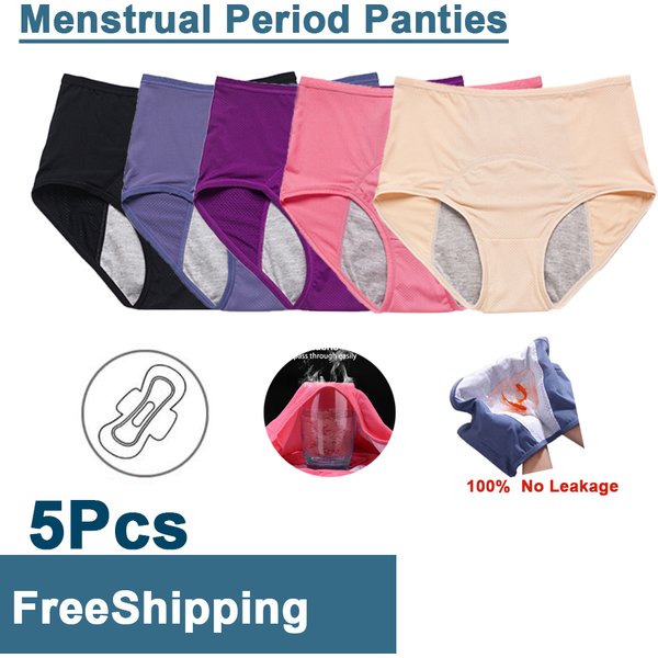 5 pièces/ensemble culotte menstruelle anti-fuite femmes sous-vêtements menstruels pantalons Sexy sous-vêtements physiologiques grande taille slips imperméables