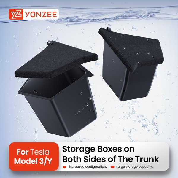 YZ Pour Tesla Model Y Juniper 21-2026 Kofferraum-Seitenablagebox Hohlraumabdeckung Organizer Beflockungsmatte Trennwand Aufbewahrung et Ordnung