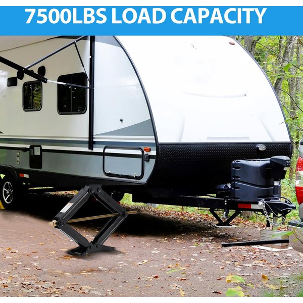 7500Lbs 3400KG RV Scherenwagenheber 60cm Nivellierstabilisator Anhänger Wohnmobil Ständer Hochleistungsstahl mit Kurbelgriff für Wohnmobile