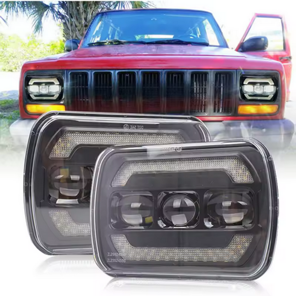 UN 1 Paar 7x6 "zoll LED Scheinwerfer 27450C Von Rechteckigen 5X7 Für Ford Van XJ YJ LED 5" x 7" 7 "x6" Rechteckigen LED Auto Scheinwerfer H4