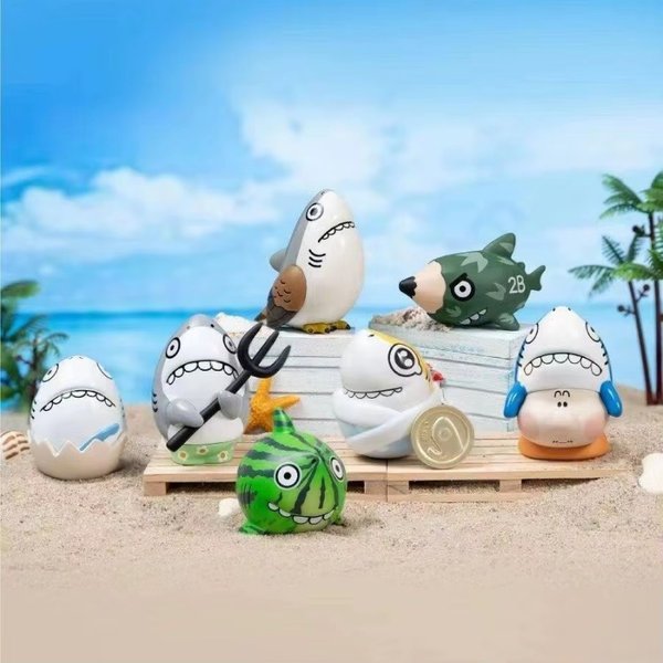 Auf Lager: Buermadashu Shark Series Blind Box Figur – Sammlerstück, Desktop-Ornament, kreatives Cartoon-Zubehör, Deko-Geschenk für