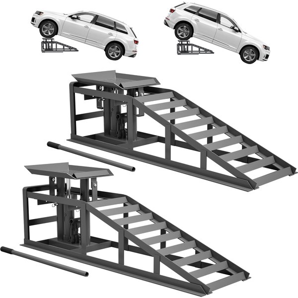 2er-Pack 2-Tonnen Hydraulische Autohebeböcke, Höhenverstellbare Flache Hebeböcke für Fahrzeugwartung und Ölwechsel