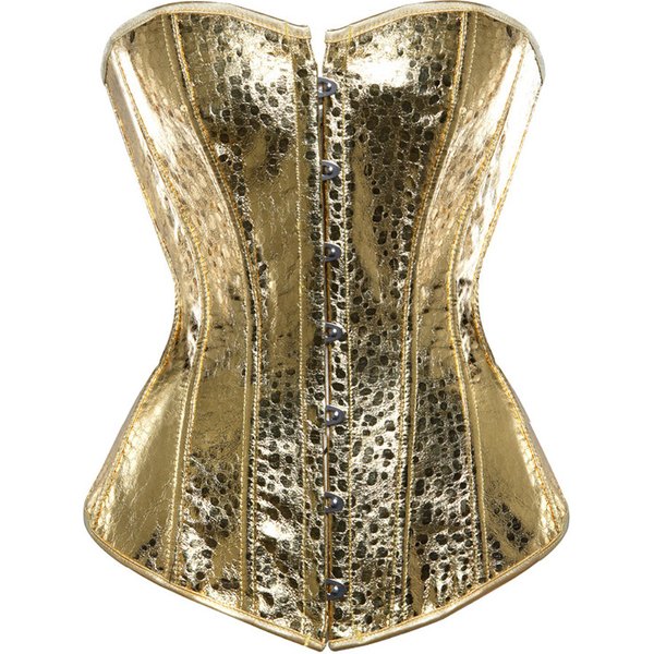 Corset Bustier Faux Leather Overbust Showgirl Clubwear Sexy Burlesque Zipper Front Zip Costume Steampunk Top Plus Size Silver