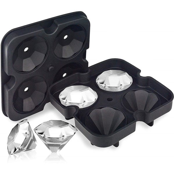 LMETJMA Wiederverwendbare Diamant-Eiswürfelform, Silikon-Whisky-Eiswürfelform zum Kühlen von Cocktails, stapelbar, flexibel, sicher, JT12