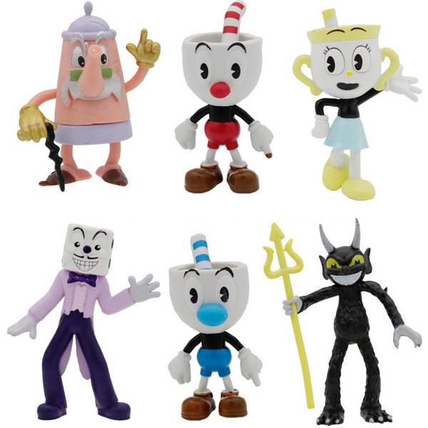 4/6pcs Set PVC Kawaii Cup Head Anime Action Figure Cuphead Doll Toy Game Decoration Ornaments Toys For Children Kids Xmas Gift