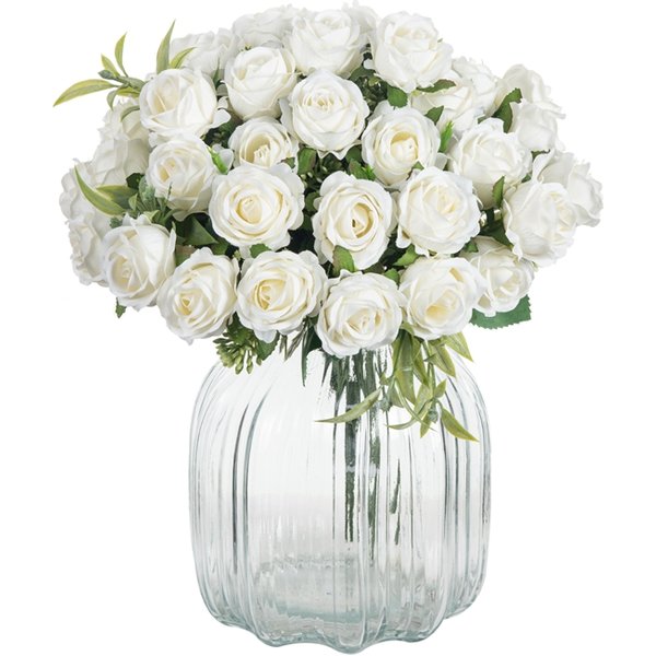 10 Heads Artificial Flowers Scrapbooking Silk Roses Christmas Wedding Party Bouquet Household Products Vases for Home Decoration