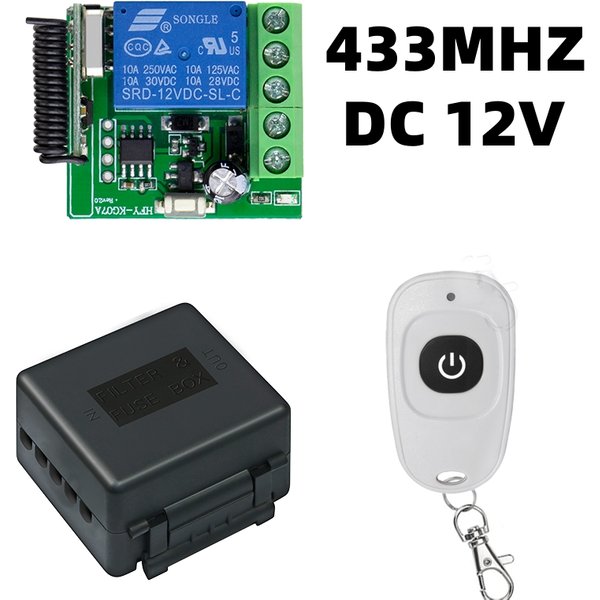 Commutateur sans fil 433MHz, Mini Module de relais DC 12V 1CH et transmetteur RF, télécommande pour rideau de Garage, appareil ménager