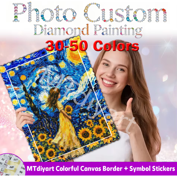 Peinture Diamant Personnalisée en Résine avec Photo, Impression sur Toile Colorée, Autocollants Symboles, FD AB Cristal, Perçage Complet 5D, Décoration DIY Privée