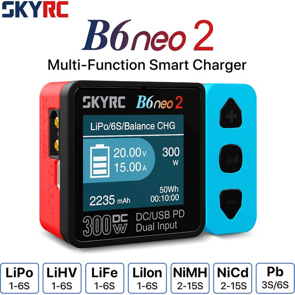 NOWA ŁADOWARKA SKYRC B6neo 2 Inteligentna Ładowarka Wielofunkcyjna DC 300W PD 80W Ładowarka do Akumulatorów LiPo/LiFe/Lilon/LiHV/NiMH/NiCd/Pb