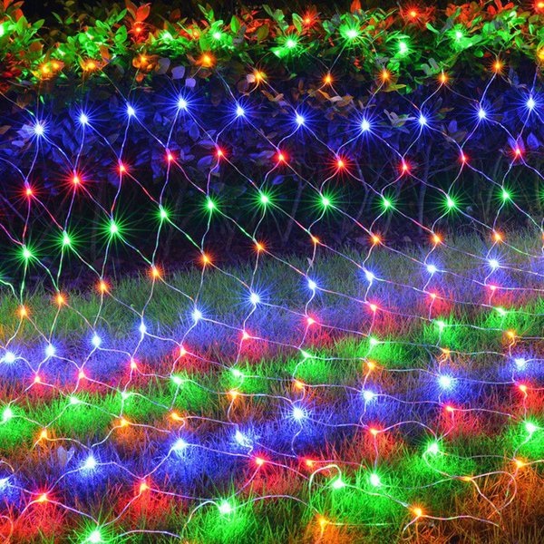 Guirxiété Lumineuse LED en Forme de Filet de Poisson, Imperméable, 8 Modes, pour l'Extérieur, 2x2/3x2m, Rideau Lumineux Dégradé, pour Décoration de Noël, ixde Jardin