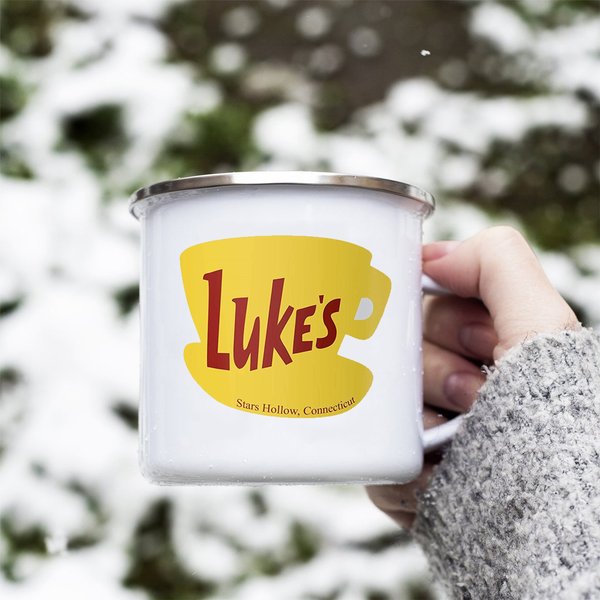 Luke's Diner – tasses à café en émail, réutilisables, blanches, écologiques, en céramique, pour thé, lait, bière, cadeaux uniques amusants