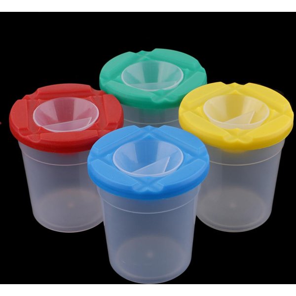 Auslaufsichere Farbbecher in 4 Farben für Kinder, Kleinkinder, Kinder, frühes Lernen, Malen, DIY-Kunstbedarf