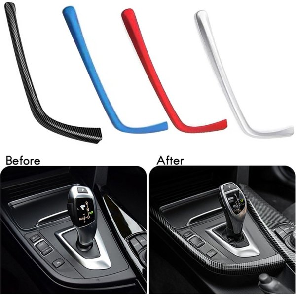 LHD ABS Carbon Red Blue Sliver Dla BMW serii 3 4 F30 F31 F32 F36 3GT 320i Samochodowe centralne sterowanie zmianą biegów Listwy w kształcie litery L