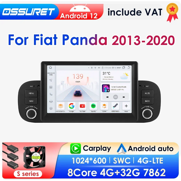 1din android 13 Autoradio für Fiat Panda 2013-2017 Auto Multimedia Player GPS Navigation Carplay Autoradio 1din Stereo keine DVD