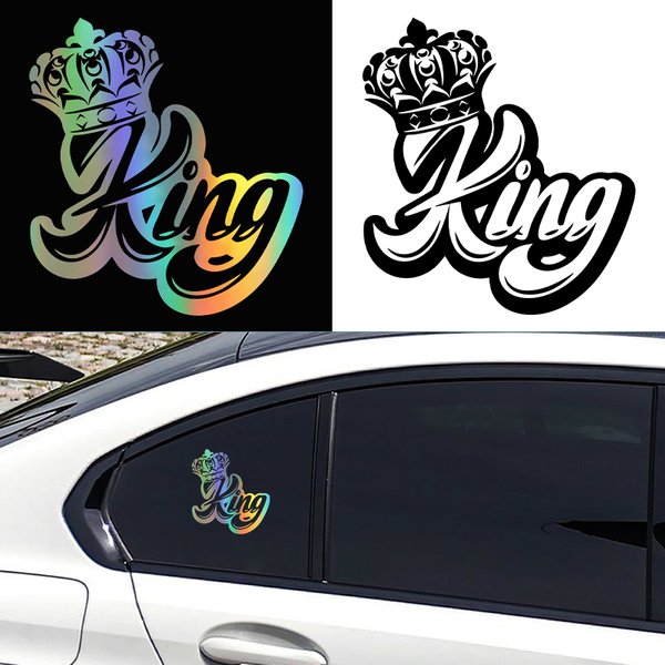 G210 15 cm King With Crown Funny Vinyl Motorcycle Car Stickers Decal Anime Cute Car Accessories Decoration Pegatinas