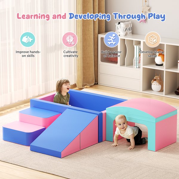 Ensemble de blocs de construction en mousse pour enfants, 9 pièces, grands blocs d'escalade en mousse pour tout-petits, aire de jeux intérieure et extérieure, fosse à balles souple