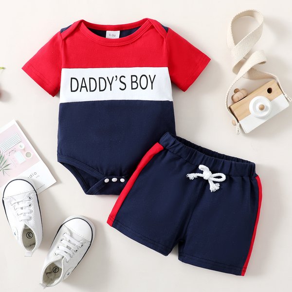3-24 Monate Baby Jungen Kleidung Set Kurzarm Brief Top Bodysuit Shorts Kleinkind Junge Sommer Mode Sport 2 Stück Outfit