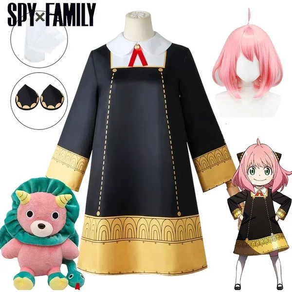 Anya Forger Cosplay Anime SPY X FAMILY Anya Forger Cosplay Kostüm Kleid Puppe Perücke Mädchen Frauen Uniform Halloween Kostüme