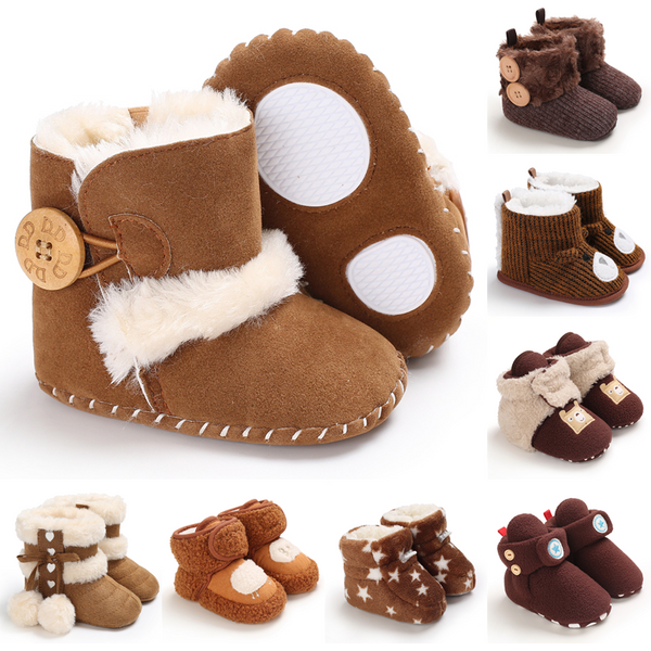 VALEN SINA Winter Baby Cute Shoes Brown Boy Girl Walk Boots Boys Ankle Shoes Toddlers Comfort Soft Newborns Warm Knitted Booties