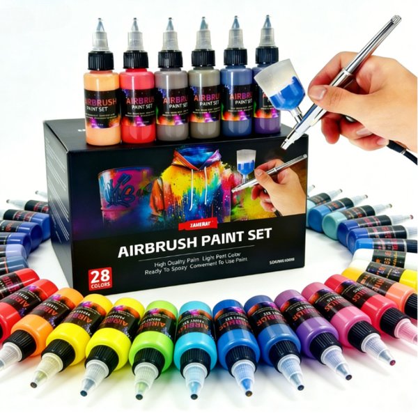 Ensemble de peinture acrylique pour aérographe à pointe fine, 12/28 couleurs, peinture à base d'eau pour modélisme, peinture manuelle, pulvérisation et encre