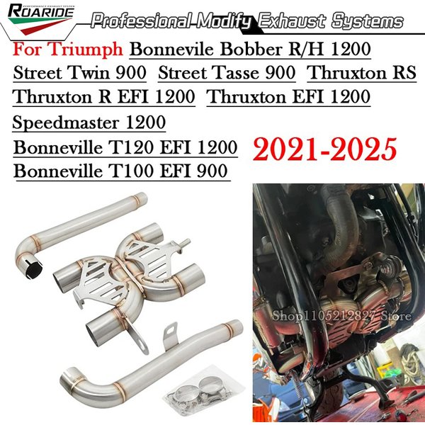 Motorcycle Exhaust Middle Link Pipe Escape Moto Connect Original Muffler For Triumph Bonneville T100 T120 EFI 900 1200 2021-2025