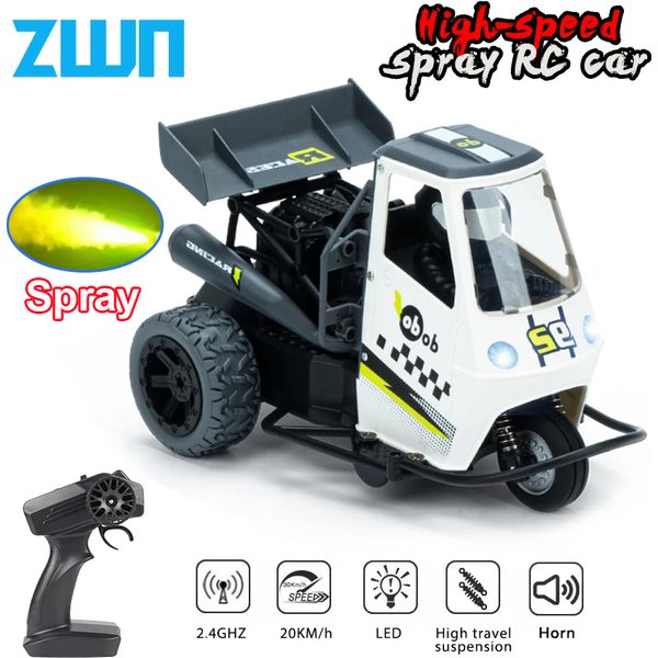 ZWN S810 moto RC à trois roues avec pulvérisation légère 2.4G télécommande électrique haute vitesse émulation motos jouets pour enfants