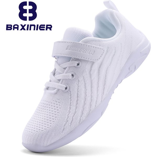 BAXINIER Girls Cheer Shoes White Cheerleading Dance Sneakers for Youth Shool Walking Shoes Athletic Training Tennis Shoes