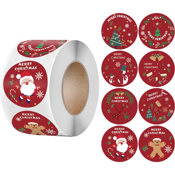Merry Christmas Stickers Self-adhesive Christmas Tree Santa Claus Seal Labels Holiday Stickers For Gift Sealing Christmas Decor