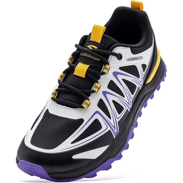 HOBIBEAR Unisex Wide Width Hiking Sneakers Outdoor Trail Running Shoes Artificial Leather Non Slip Lace-Up Walking Sneaker