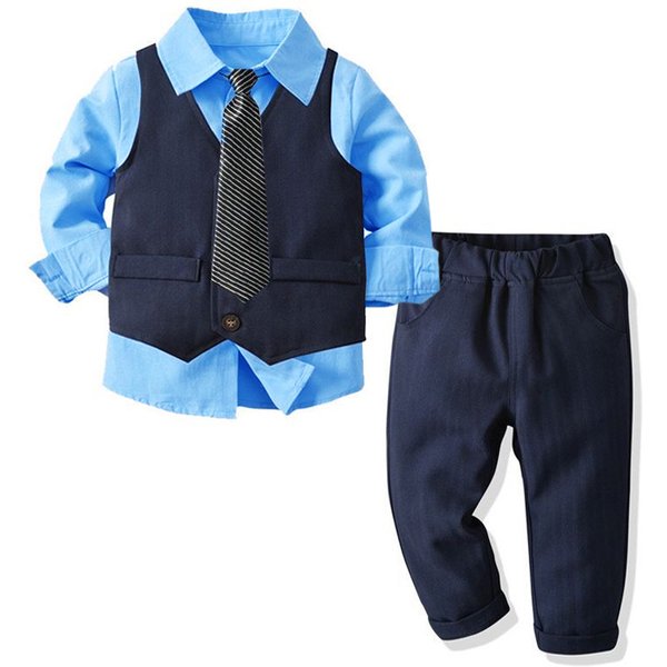 Kids Gentleman Wedding Costume Boy Formal Clothes Performance Suit Prom Party Tie Blazer Children's Day Boys School Uniform 1-9T