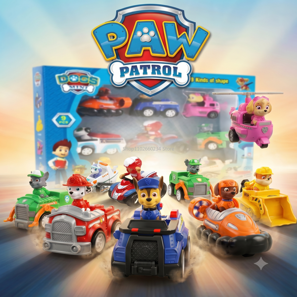 Paw Patrol – voitures à rétrofriction, véhicule de dessin animé, Chase, Skye, Marshall, Rubble, ensemble de figurines d'action, collection de jouets, cadeau d'anniversaire