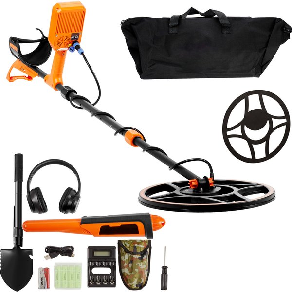 SucceBuy Professioneller wiederaufladbarer Metalldetektor 12" IP68 wasserdichte Spule 39-50 Zoll einstellbar + LCD 7 Modi für die Schatzsuche