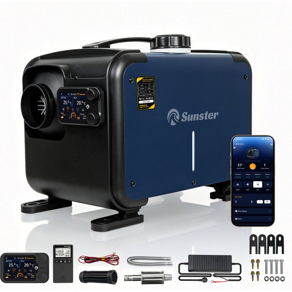 8KW WiFi APP-Steuerung CO-Monitor Kabellose Fernbedienung LCD-Bildschirm 5500m Höhenmodus Diesel-Luftheizung 12V/24V All-in-One Leiser Standheizer für Wohnmobil, LKW, Auto, Boot, geringer