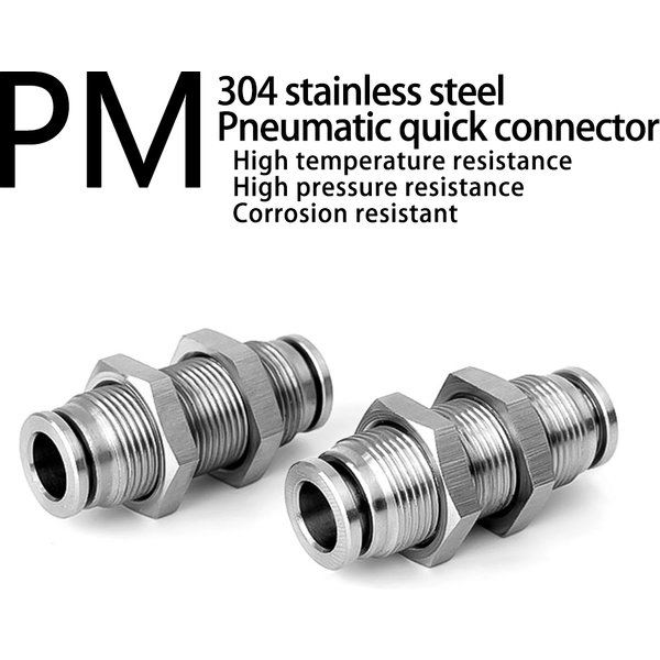 PM 304 raccord pneumatique en acier inoxydable diaphragme raccord à prise rapide 4mm 6mm 8mm 10mm 12mm 14mm 16mm raccord de tuyau d'air