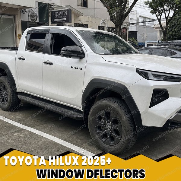 Fensterdeflektor Für Toyota Hilux Travo 2025+ Rauchschwarz Sonnen- und Regenschutz Wetterschutz Doppelkabine Autozubehör