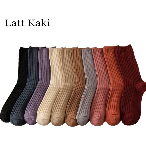 3 Pairs/Lot Socks Sets Women Solid Color Elegant Retro Long Cotton Women Socks Breathable Japanese Style Casual Cotton Long Sock