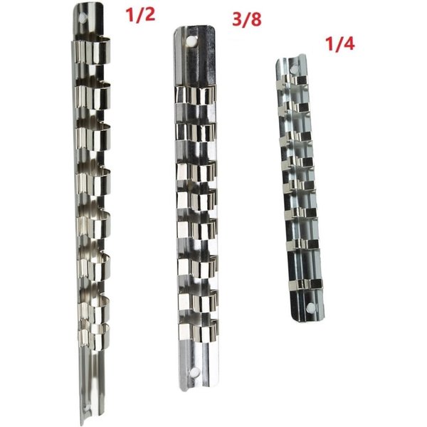 1Pcs Socket Rack Holder 1/4" 3/8" 1/2" With 8 Clips On Rail Tool Organizer Storage Socket Storage Rack For Storing Loose Socket